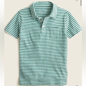 Crewcuts Short Sleeve Lamppost Green and Barley Blue Striped Polo